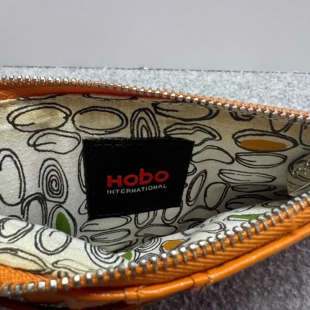 HOBO INTERNATIONAL card wallet genuine leather orange side zipper pocket 11 slot